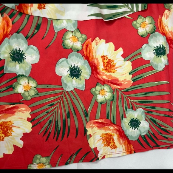 Casique Tiered Swimsuit Tropical Palm Tankini Plus SZ.24 with Tennis Style Skirt - Picture 2 of 5